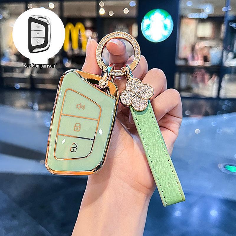 Compatible Car Key Cover for JAC Jiayue A5, X4, X7, iC5, iEVS4/7S, T8 Refine, S4, S7, M6 with Buckle