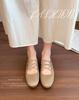 2025 autumn new French soft leather round head cross strap Mary Jane shoes ballet shoes shallow mouth single shoes women