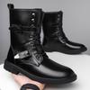 Men's Boots Mid-calf Motorcycle Boots Quality Casual Leather Boot High-top Chelsea Boots for Men Plush Warm Winter Boot