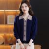 Women's Lapel Wool Sweater - Red, Warm, Stylish, Loose Fit for Middle-Aged & Elderly (Autumn/Winter Collection)