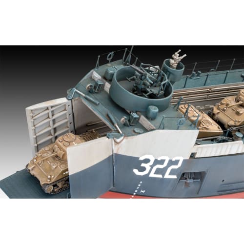 German Revell 1/144 Scale US Navy Medium Landing Ship LSM (Bofors 40mm Cannon) Plastic Model Kit 05169
