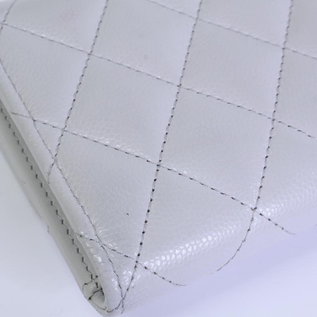 CHANEL AP4250 Caviar Skin CC Logos Small Flap Wallet Tri-fold wallet (with Coin Pocket) Light gray/GDHardwareUsed