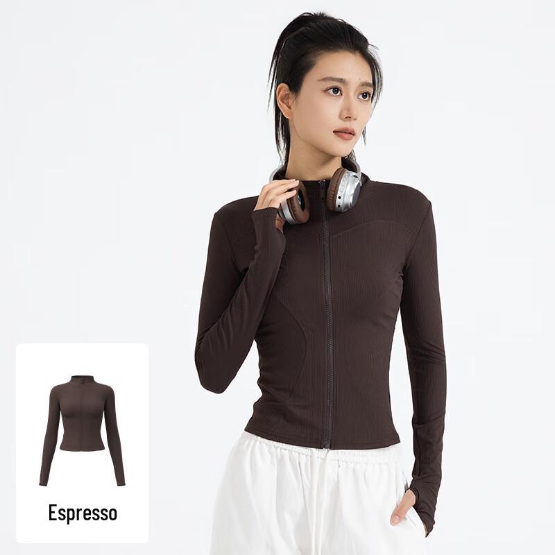 WEZHO Striped Slim-Fit Ribbed Yoga Jacket