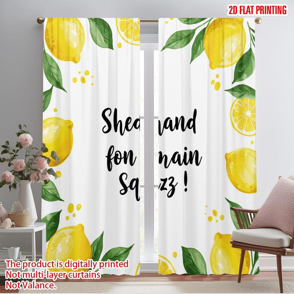 

2pcs 2D flat printing Curtain Lemon Squeeze Polyester Fabric Without Electricity Holiday Decorations Use for Outdoor Holiday 52.50×116.00 CM 2pcs