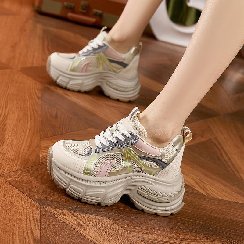 Daddy shoes women's 2025 summer new thick-soled inner height increase women's shoes fashionable versatile breathable hollow mesh sandals