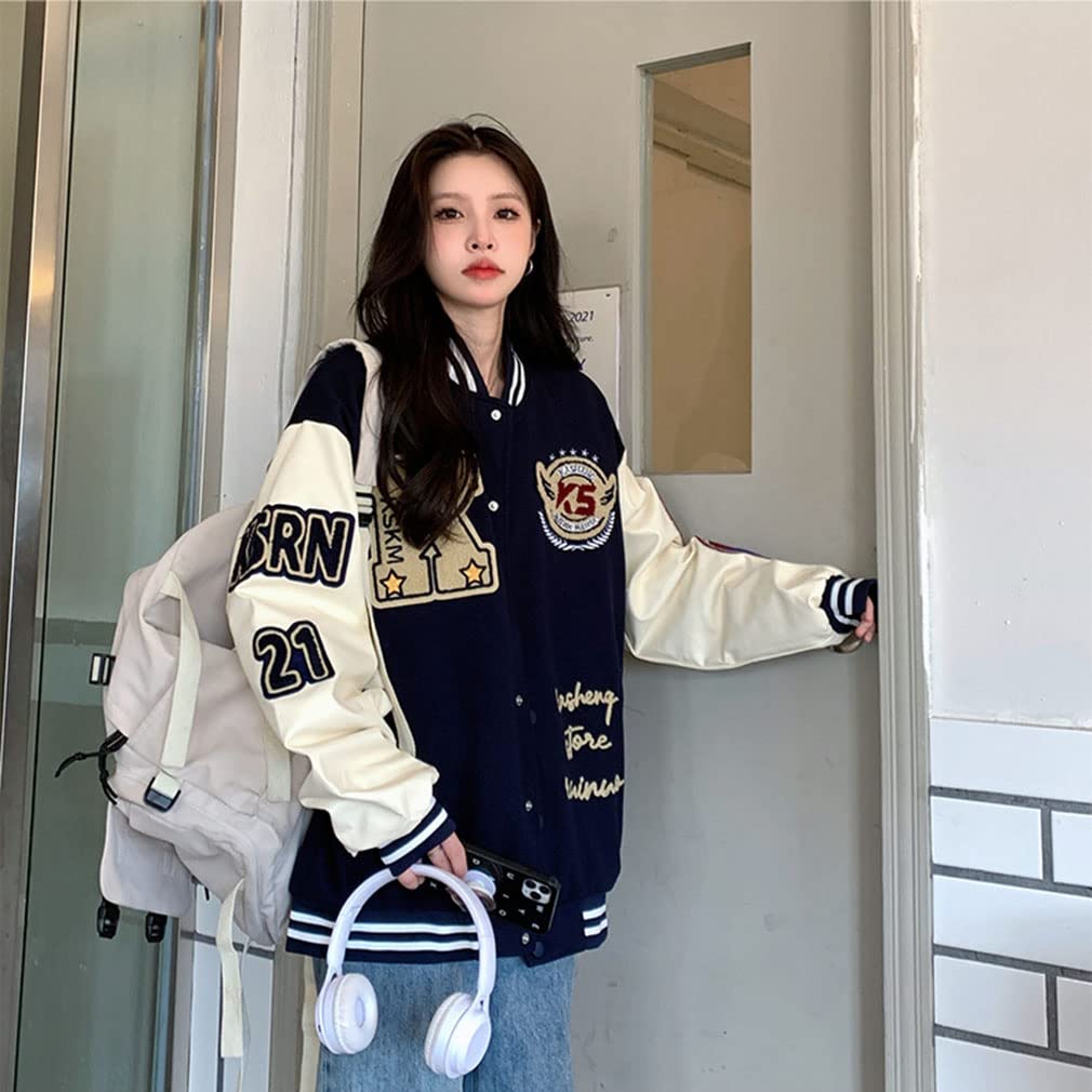 BARYPORY Stadium Street Stadium Hip Loose Long Unisex Jacket, Patchwork, Style, Stylish, Jumper, Outerwear, Oversized, Casual, Hop, Fit, Sleeve, (Size