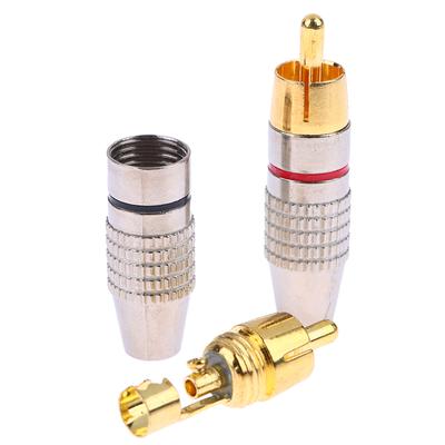 2 יחידות מחבר RCA זכר תקע ללא הלחמה מתאם לתקע כבל שמע וידאו מצלמת טלוויזיה במעגל סגור מתאם ללא הלחמה ממיר כבל