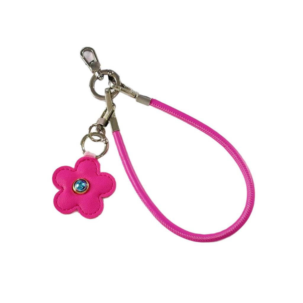 Cross-Border PU Leather Sunflower Keychain and Phone Lanyard, Color-Blocked Flower Pendant for Women's Bags.