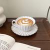 1Set 250ml Shell Coffee Cup and Saucer Set, Retro Japanese Ceramic Coffee Cup and Saucer, Suitable for Home Decoration, Home Daily Use