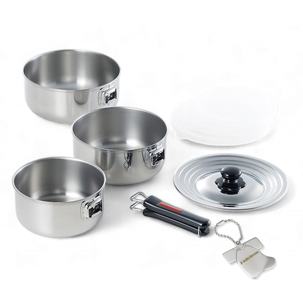 

Saucepan Set with Detachable Handles and Induction Made in with Original Tag J-kitchens 3-Piece (14cm, 18cm, 20cm), Compatible, Japan,