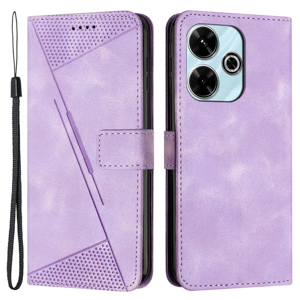 Für Xiaomi Redmi 13 5G/13 4G/Note 13R 5G/Poco M6 4G Hülle Dreieck geprägtes Leder Ständer Handyhülle