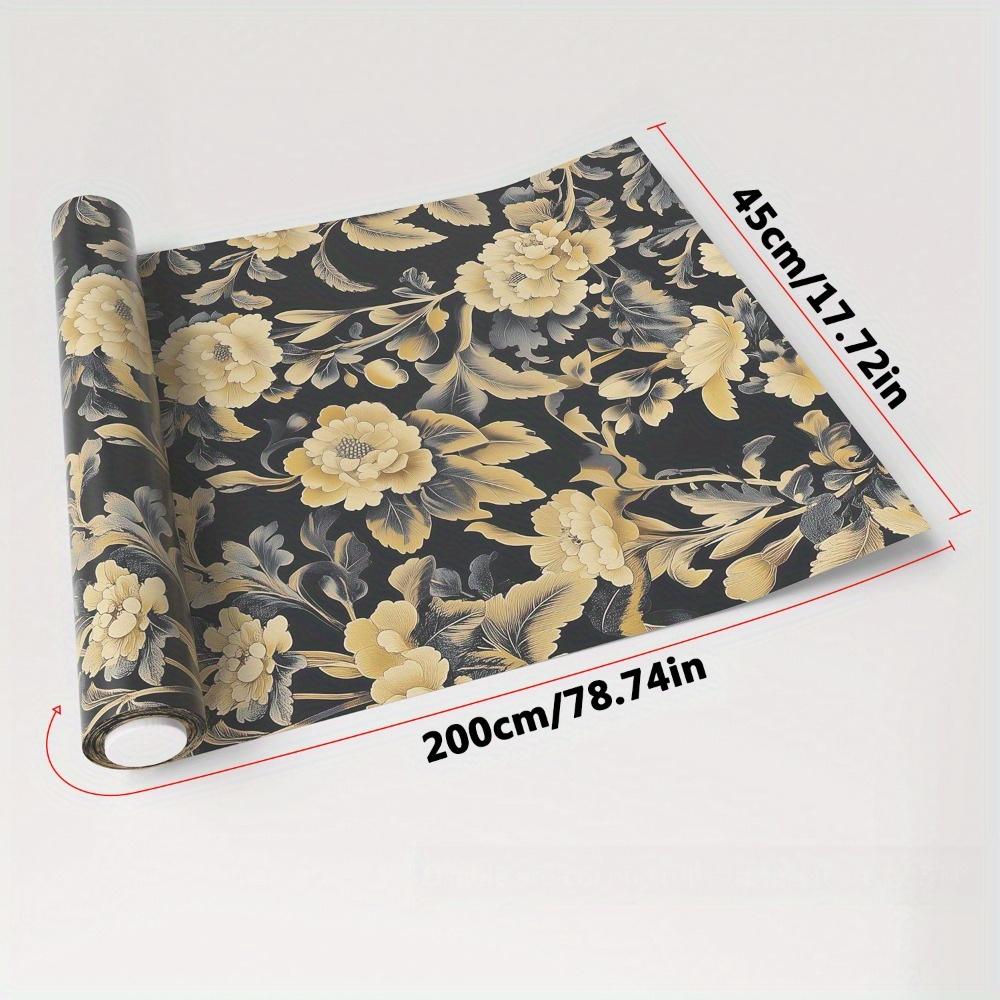 

1 шт. Черный фон Золотые цветы Обои Самоклеящиеся наклейки на стену в стиле бохо Съемные водостойкие винтажные цветочные декоративные наклейки 1pc