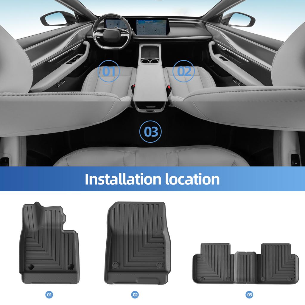 for Xpeng P7/P7i 2022 2023 2024 Car Floor Mats Cargo Liner Trunk Pad TPE 3D Foot Mat Waterproof Odorless Tray BLACK