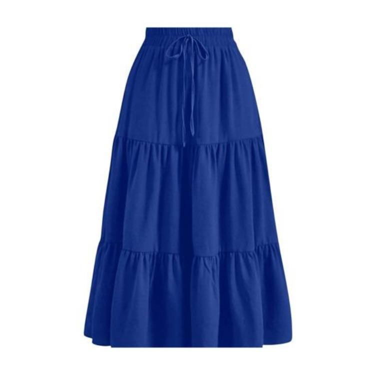 Sommer Boho Strandrock Damen Hoher Bund Mehrlagig A-Linie Maxi Langrock Lässig Fließend Schwingend Falten