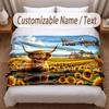 Highland Cow Theme Soft Blanket Personalized Custom Name Text Print Warm Blanket Home Sofa Bedroom Decor