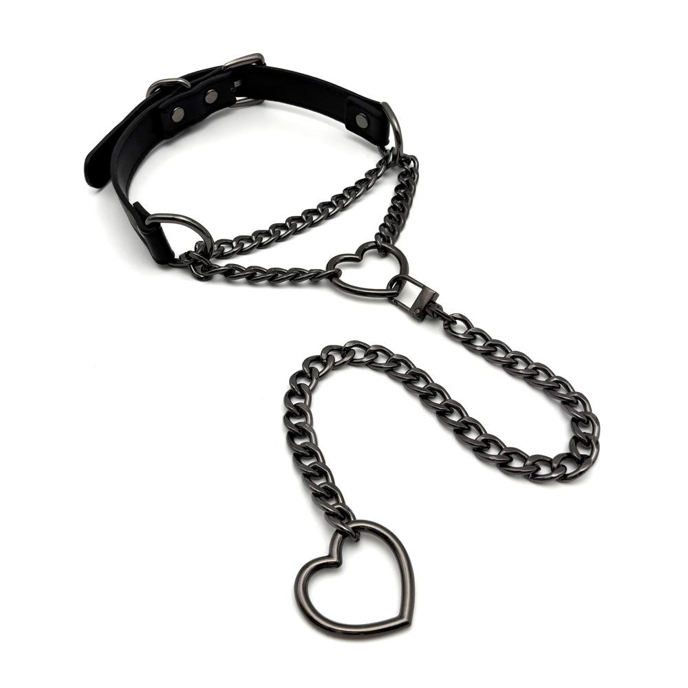 Love Collar Necklace Men's and Women's Flirting Chain Heart Lock Pendant Neck Strap Clavicle Chain