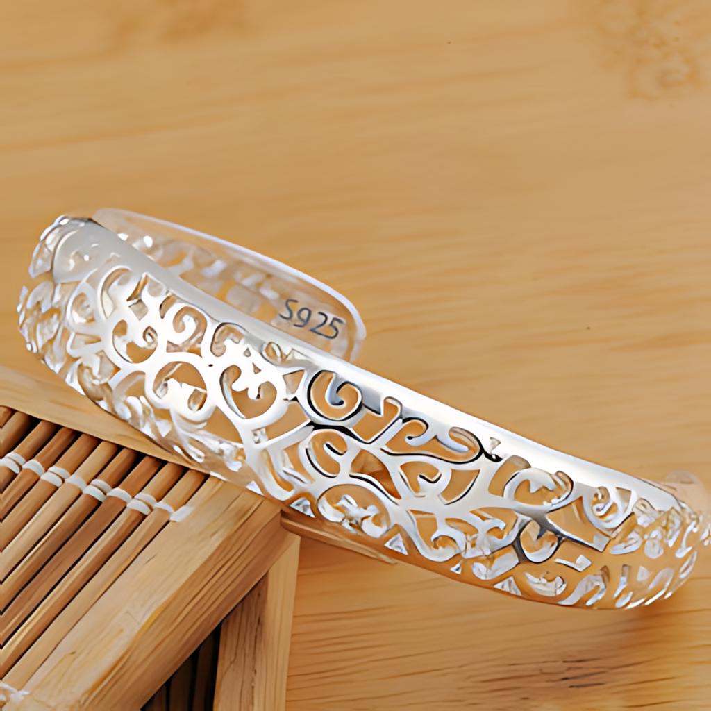 PANJBJ 925 Sterling Silver Feather Adjustable Couple Bangle Gothic Punk Design Women Jewelry Gift Lucky Bracelet Dropshipping