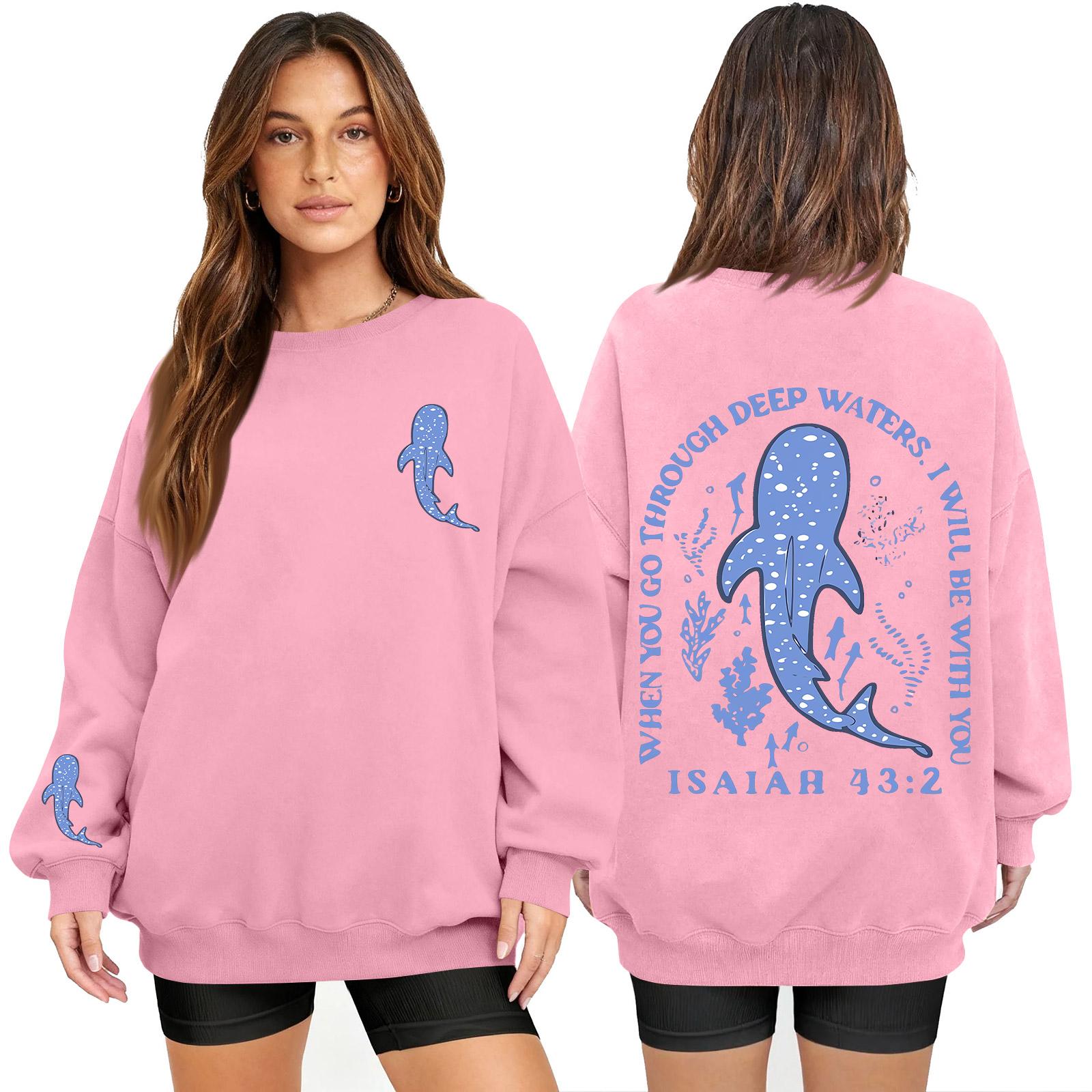 

Women s Fashion Long Sleeve Print Round Neck Loose Pullover Sweater Top S рожевий