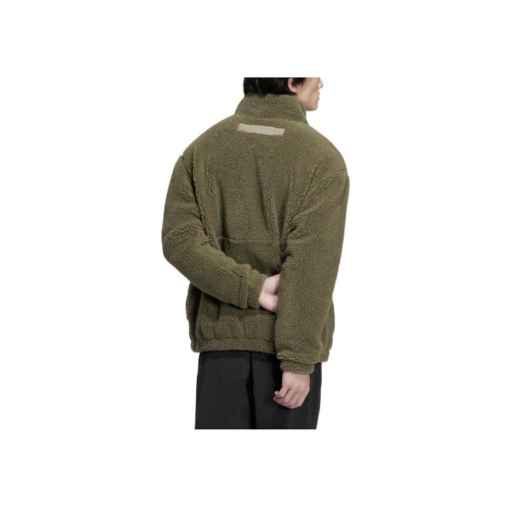 adidas Originals Unisex Workwear Sherpa Fleece Jacket Olive Green IC8163