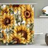 Sunflower Printed Waterproof Shower Curtain For Bathroom Decorations 3D Floral Waterfall Design Flower Pattern Bath Rug Covering