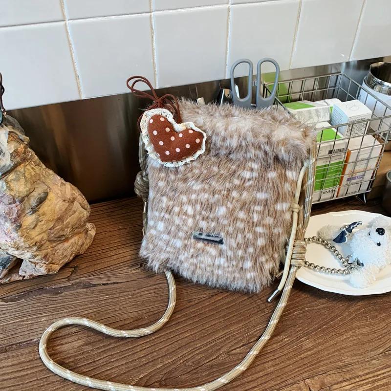 Autumn Winter Furry Bag for Women New Crossbody Bag High Capacity Vintage Shoulder Handbag Versatile Fashion Purse