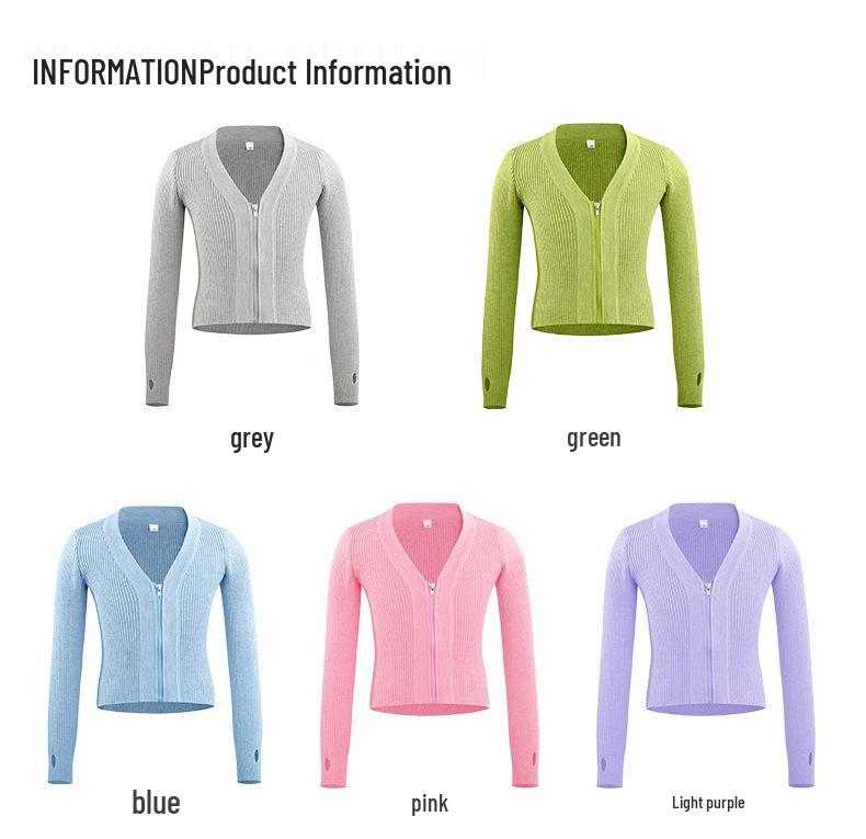 Girls' Autumn/Winter Dance Practice Sweater Shawl Jacket with Zipper – Warm Outerwear Top