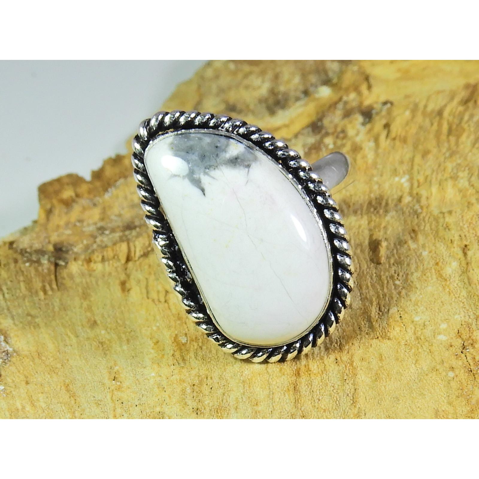 

Natural Howlite 925 Solid Sterling Silver Ring Size US-8 PG-184