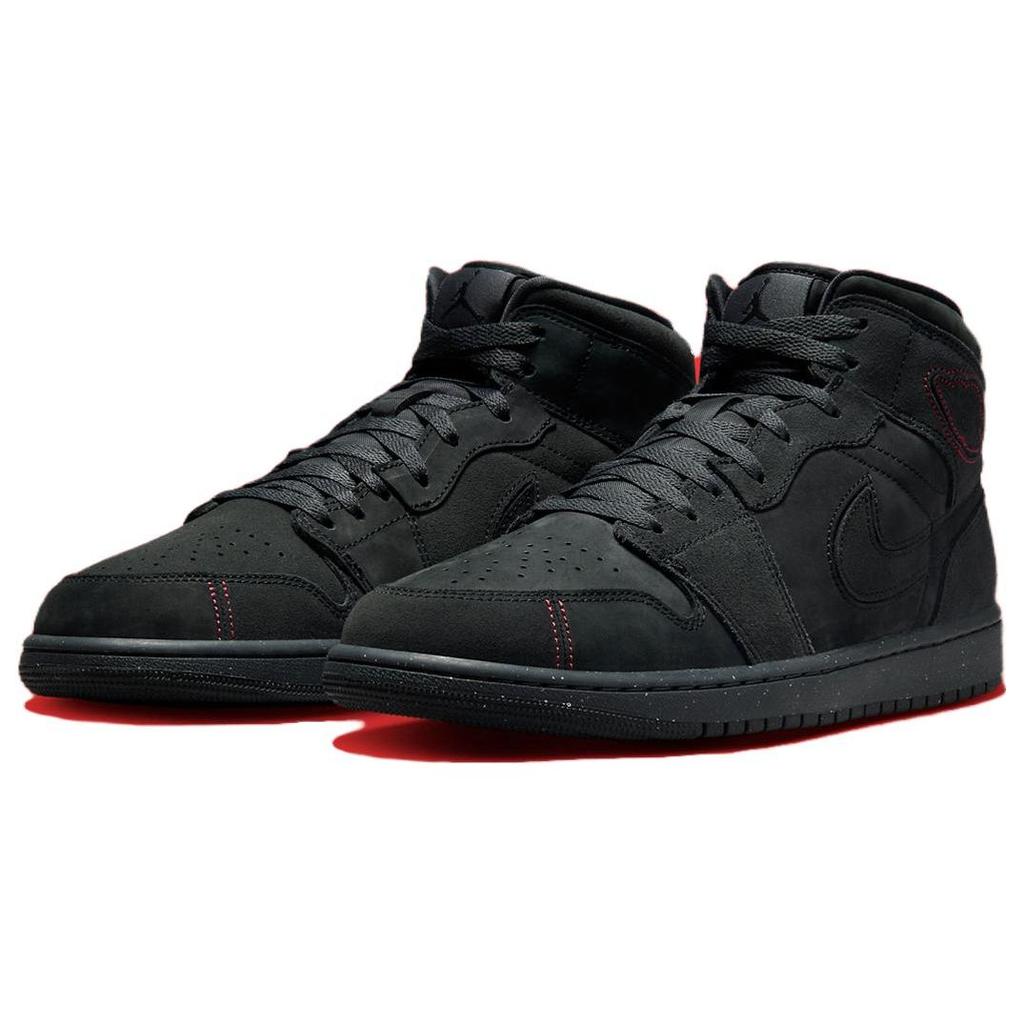Air Jordan 1 Mid SE Craft Rosso Fumo Scuro Scarpe da Ginnastica da Uomo Nero Grigio Fumo Scuro Rosso Varsity FD8634-001