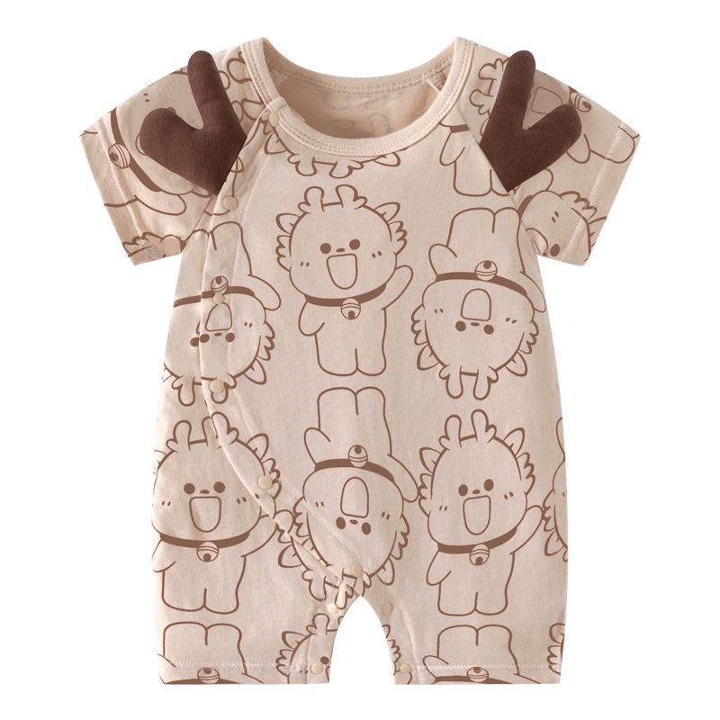Summer Short Sleeve Pure Cotton Baby Romper - Infant Cartoon Crawling Bodysuit