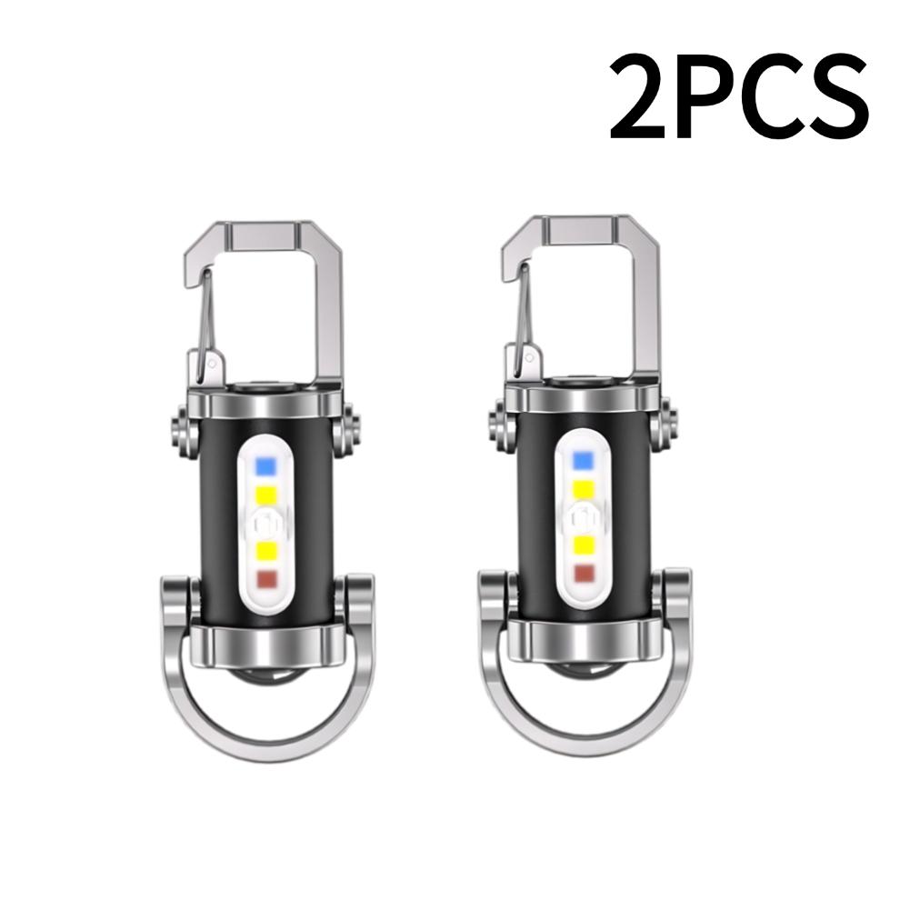 1/2/3PCS Rechargeable Keychain Flashlights 1200mAh Type-C Flashlights Keychain Hanging Keyring Camping Pocket Lamp