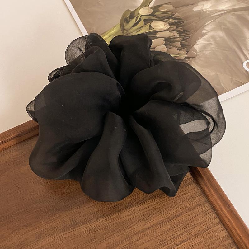 Sweet Oversized Organza Hair Ties Scrunchies Women Solid Color Mesh Hair Bands for Girls Summer Ponytail Holder Hair Accessories