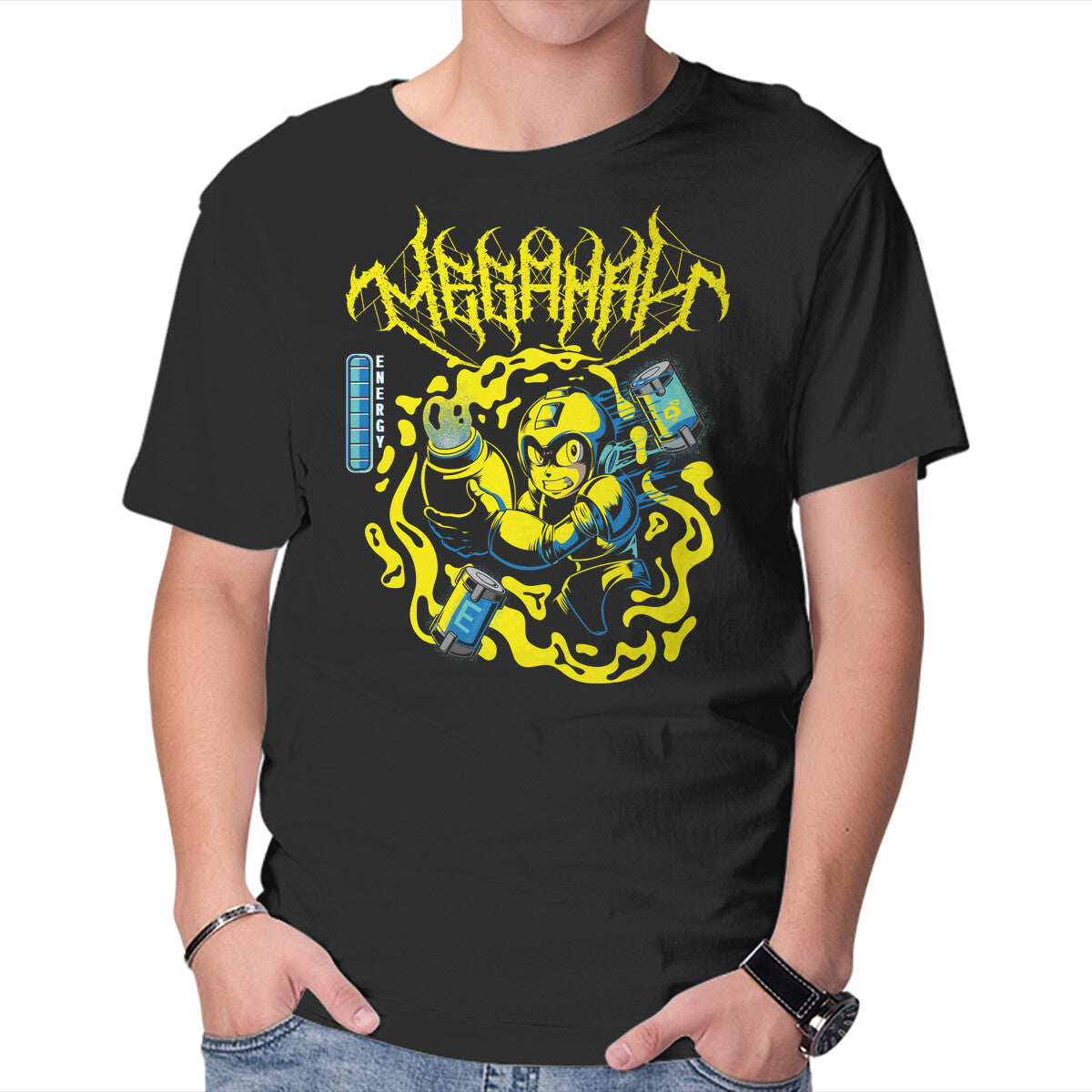 Unisex Crew Neck T-Shirt Megaman Energy Graphic Short Sleeve Casual Tee XXXXL