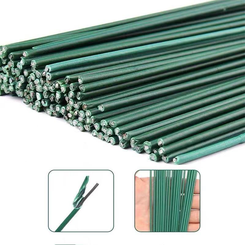 50/100pcs Artificial Green Flower Stem for Home Decorations DIY Floral Material Handmade Wire Stems Plastic-clad Iron Sticks