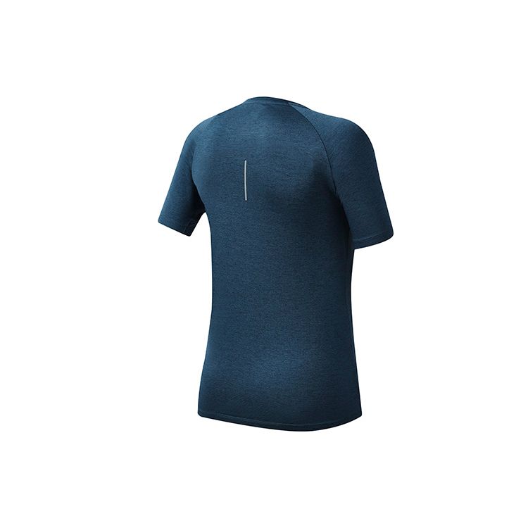 FILA Athletics Logo Solid Color Breathable Sports Casual Knit Short Sleeve T-Shirt Women Tops Starry-Night-Blue A11W222103F-DB