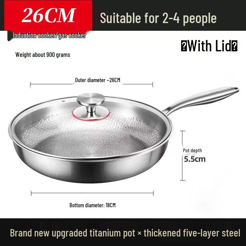 Premium Titanium Non-stick Hammered Frying Pan with Steel Layer, Ideal for Steaks, Flat-Bottomed Design