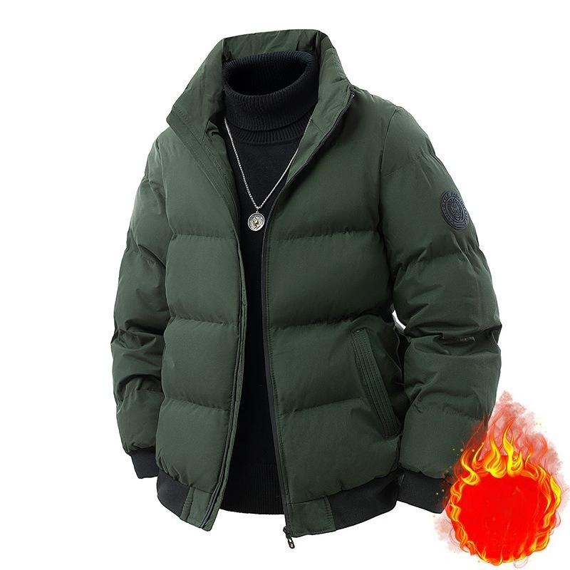 

Men Cotton-Padded Jacket Autumn and Winter Casual Stand-Up Thick Warm Cotton Coat Male Puffer Parkas 3XL зелений