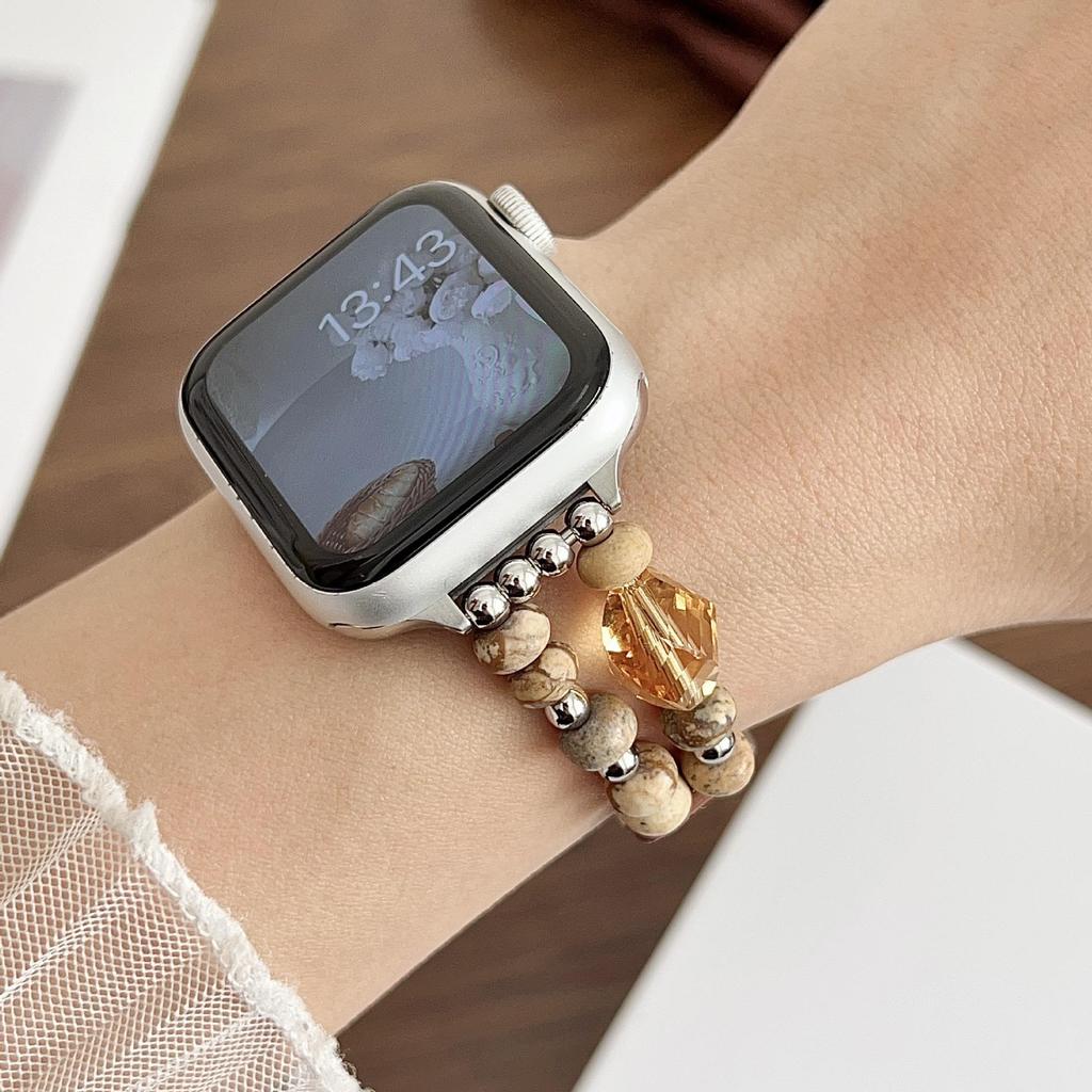 Crystal Beaded Leather Strap for Apple Watch (Series 2-10)