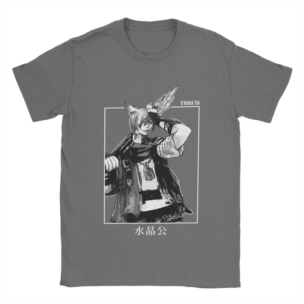 Fantastische Final Fantasy FFXIV G'raha Tia Endwalker T-Shirts für Herren Reines Baumwoll-T-Shirt Kurzarm-T-Shirt Bedruckte Kleidung