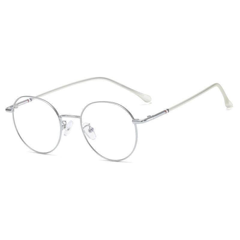 New flat mirror frame popular metal small round frame optical anti-blue light glasses decorative kick-off college style