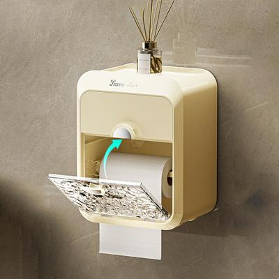 Tissue-Box fürs Badezimmer, Wandmontage, stanzfreie Tissue-Aufbewahrungsbox, wasserdichter Serviettenspender, multifunktionaler Toilettenpapierhalter