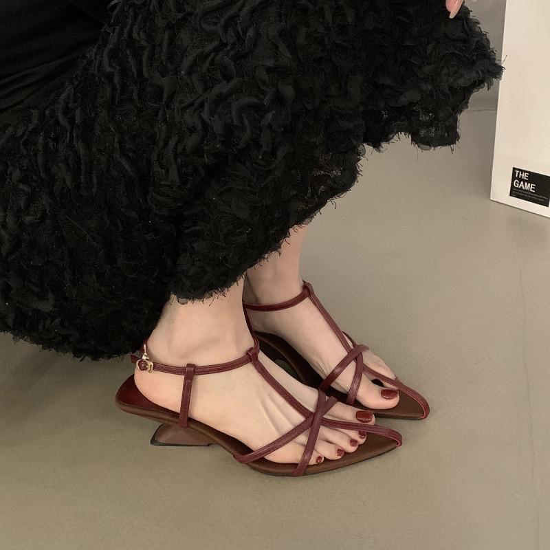 Platform Pointed-toe Sandals Fairy Shoes for Summer Elegant Style To Pair with Skirts Thin Straps Roman-style Shoes