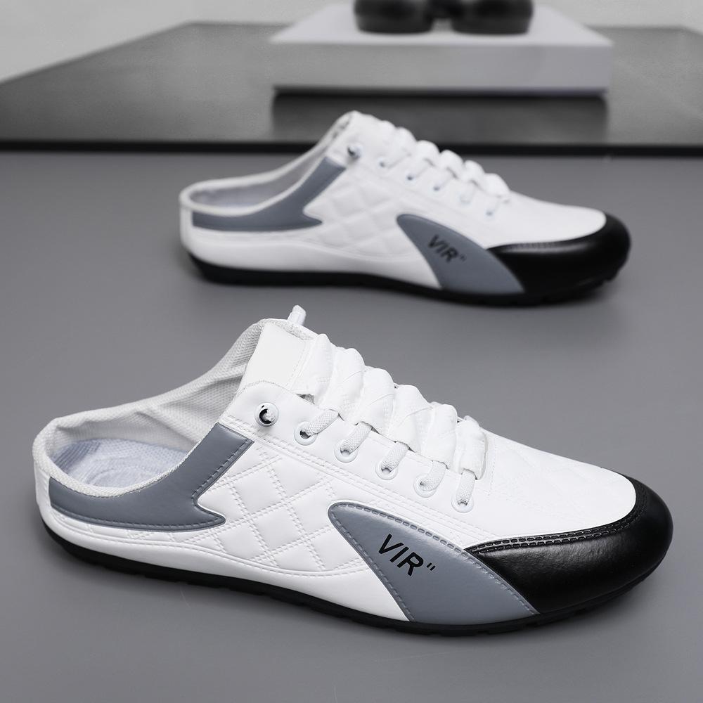 Men Slippers Fashion Luxury Brands Casual Shoes New Baotou Warm Flats Shoes Loafers Sneakers Summer Section Baotou Half Slippers