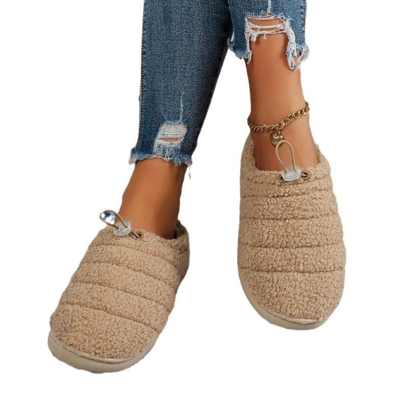 Women’s Teddy Fleece Adjustable Slip-On Slippers, Soft Warm Indoor Cozy Cotton Shoes