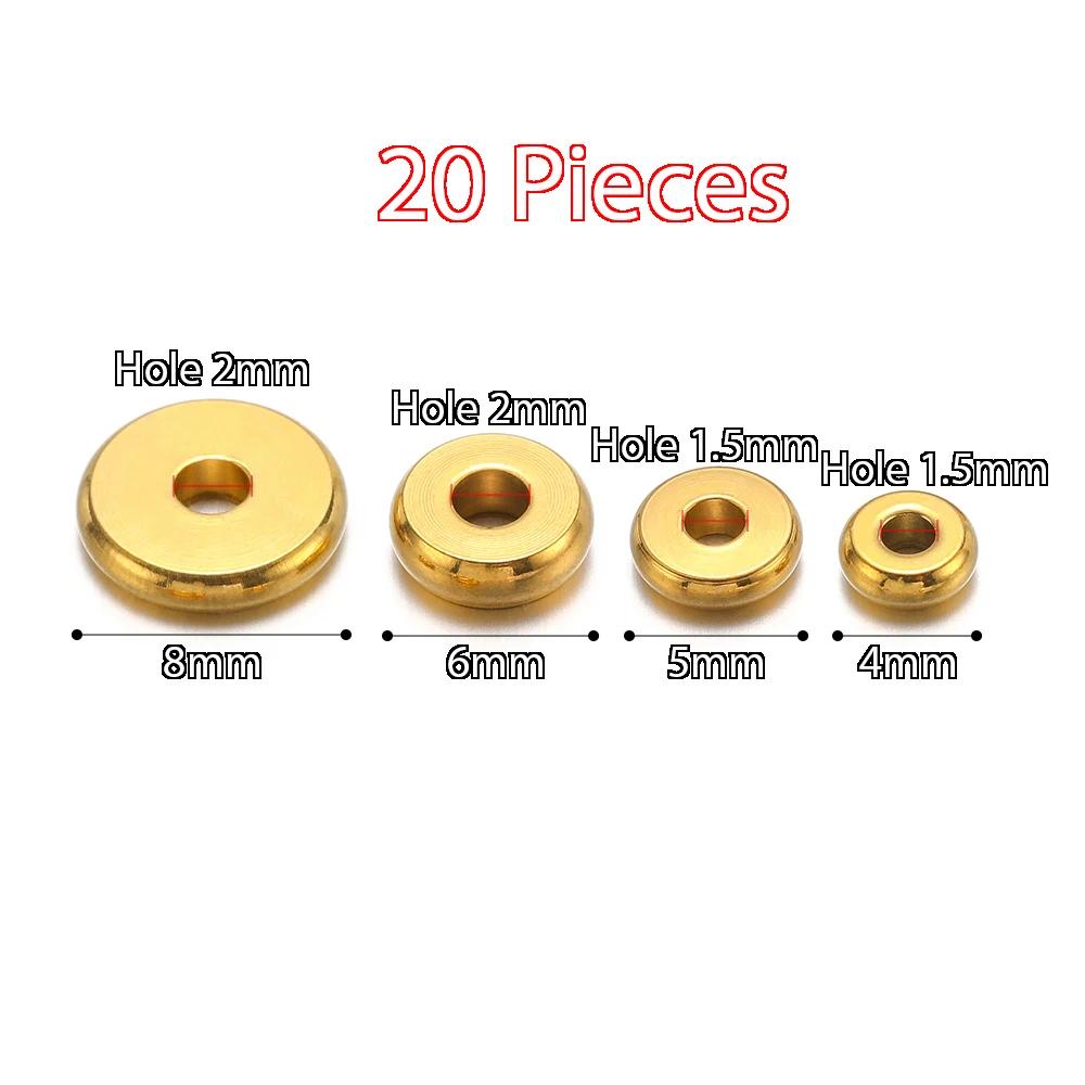 20-50Pcs Stainless Steel Round 4mm 5mm 6mm 8mm Flat Spacer Beads Loose Beads for DIY Jewelry Making Bracelet Necklaces Supplies