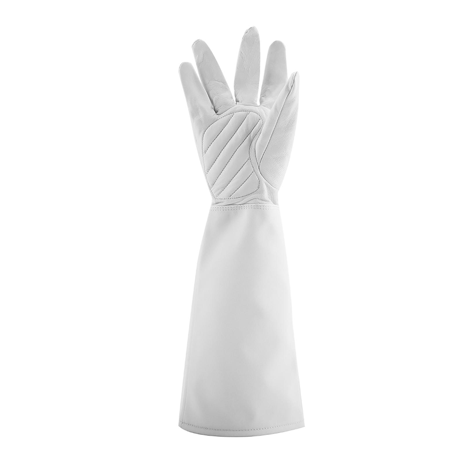 

Rose Pruning Gardening Leather Gloves Wearproof Puncture Proof Long Work Glove(White M) белый