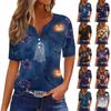 Women's V-Neck Short Sleeve Halloween Printed T-Shirt for Casual Everyday Wear