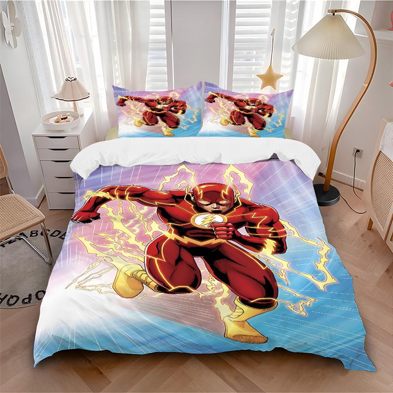 3pcs Flash superhero Duvet Cover Set, 1 Duvet Cover + 2 Pillowcases (No Insert), High-Definition Print for All Seasons,Durable yy251103045