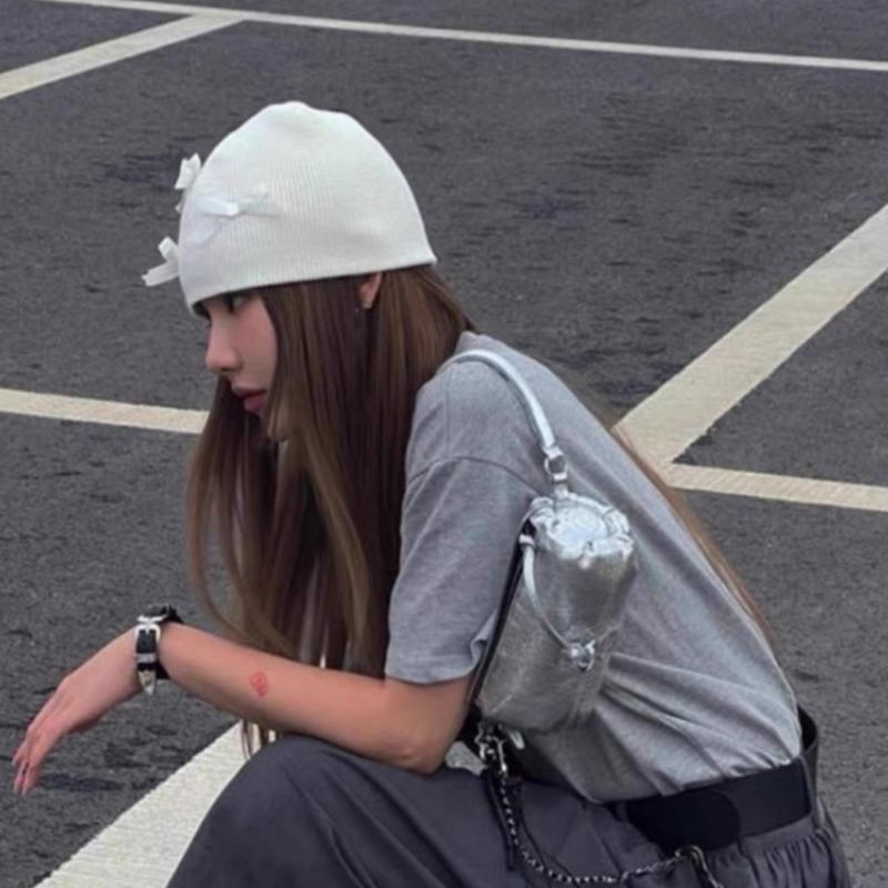 Unisex Skull Hat for Outdoor Activity Hat with Bowknot Hat Pullover Unisex Hat Ribbon Skull Caps 2000s