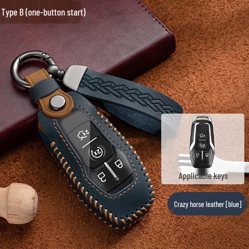 

Кожаный чехол для ключа Ford для Focus, Mondeo, Kuga, Ecosport, Edge, Taurus - Натуральная кожа с пряжкой