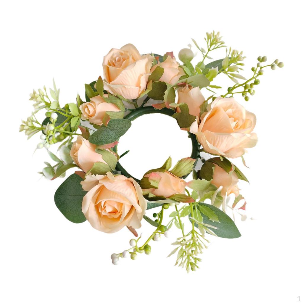 Pierścień na świecę Wieniec ze sztucznych kwiatów Dekoracyjny świecznik Świecznik